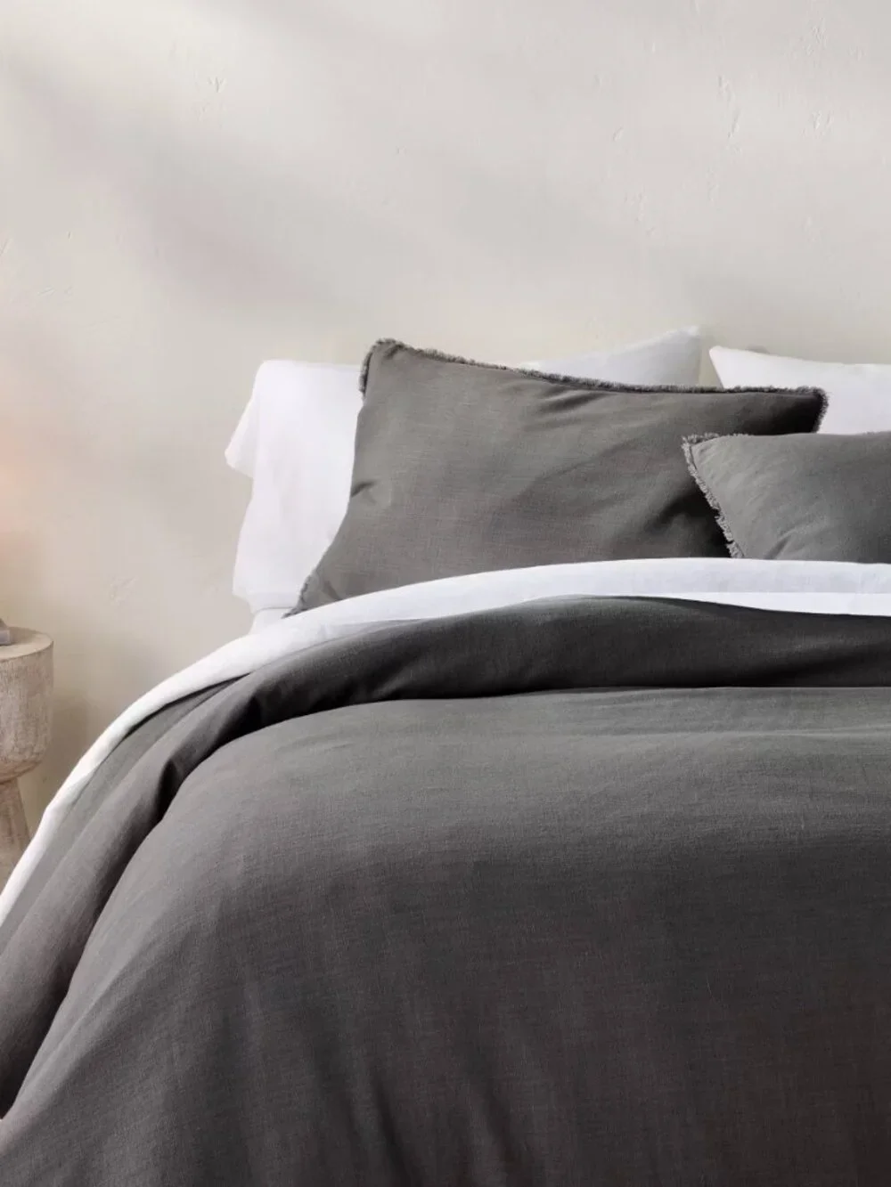 NWOT King Heavyweight Linen Blend Duvet Cover & Sham Set Dark Gray - Casaluna
